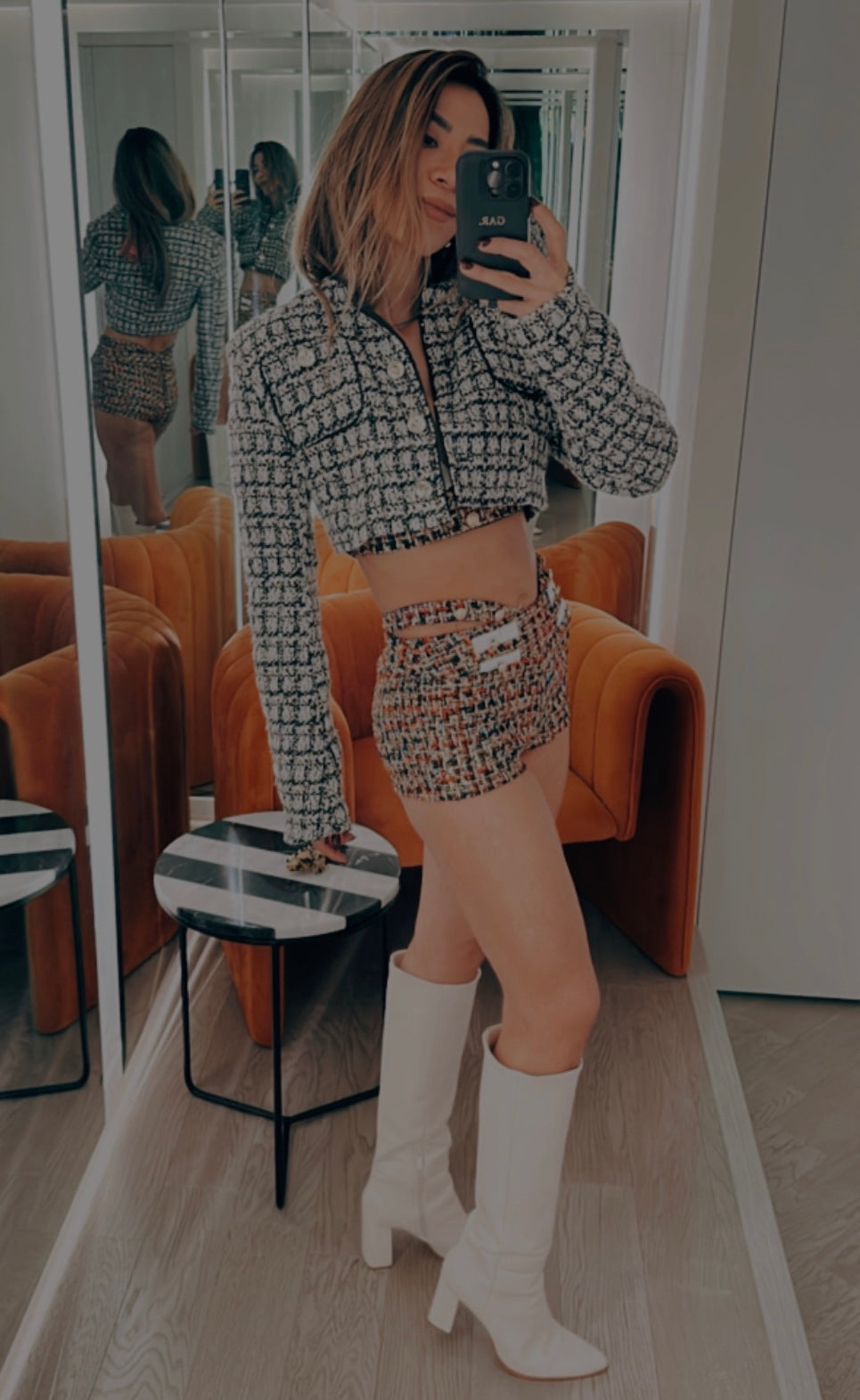 Set Crop top y short tweed