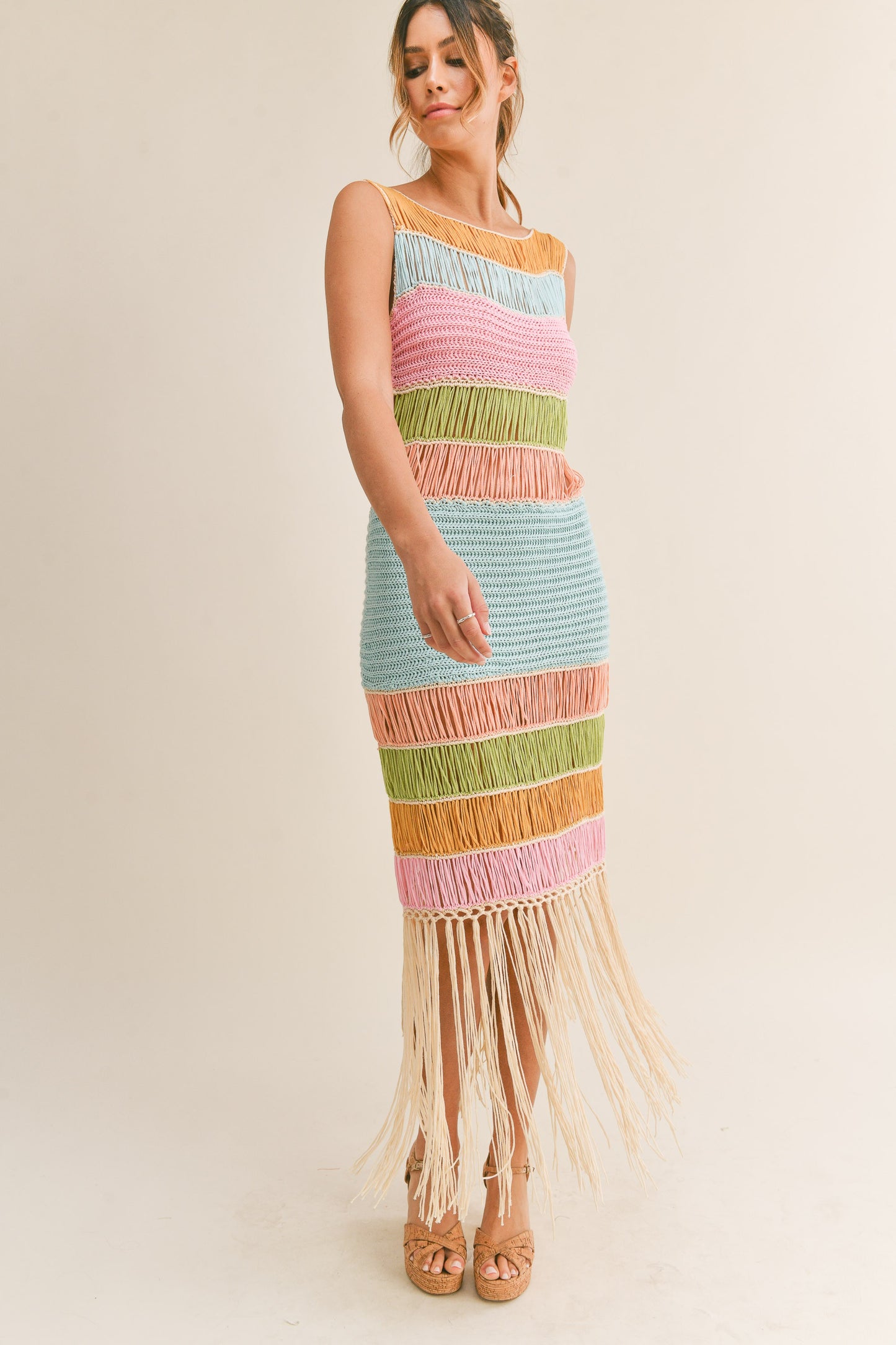 Crochet rainbow dress